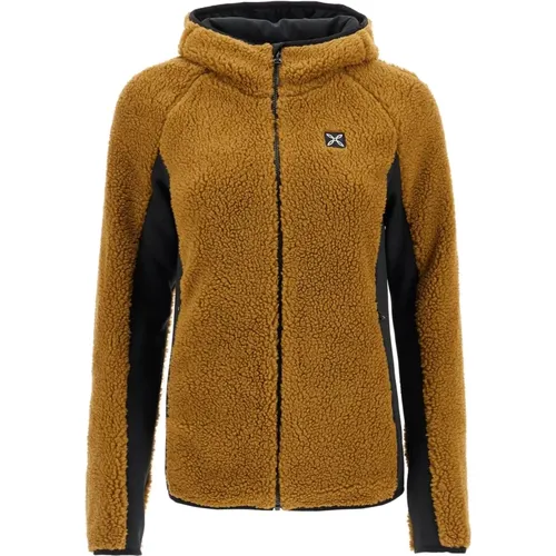 Sherpa Zip-Up Hoodie mit Jersey-Einsätzen , Damen, Größe: S - montura - Modalova