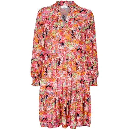 Colorful Print Dress with Puff Sleeves , female, Sizes: S - Saint Tropez - Modalova