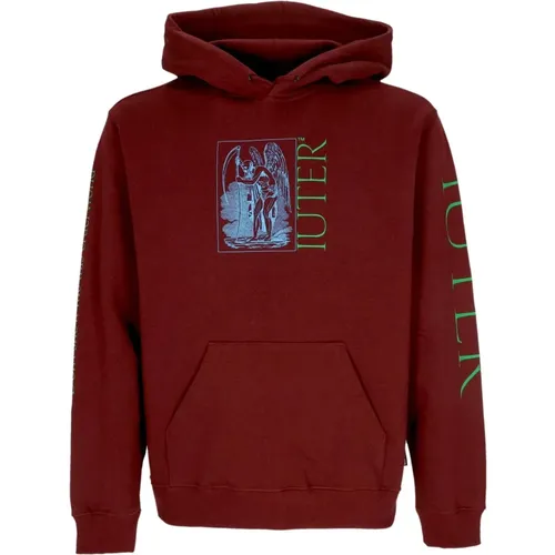 Hoodies, male, , Size: XL Burgundy World Hoodie with Kangaroo Pocket - Iuter - Modalova