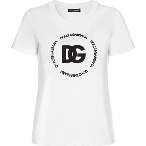 Logo DG Interlock T-Shirt , Damen, Größe: M - Dolce & Gabbana - Modalova