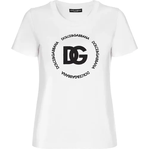 Logo DG Interlock T-Shirt , female, Sizes: S, XS - Dolce & Gabbana - Modalova