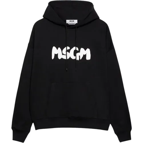 Hoodies, male, , Size: XL Logo Print Hooded Sweater - Msgm - Modalova