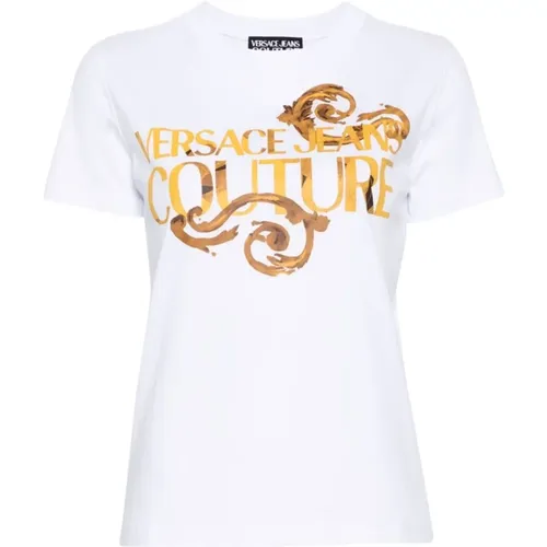 Weiße T-Shirts Polos für Frauen , Damen, Größe: 2XS - Versace Jeans Couture - Modalova