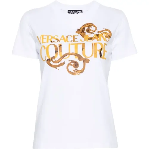 Weiße T-Shirts Polos für Frauen , Damen, Größe: L - Versace Jeans Couture - Modalova