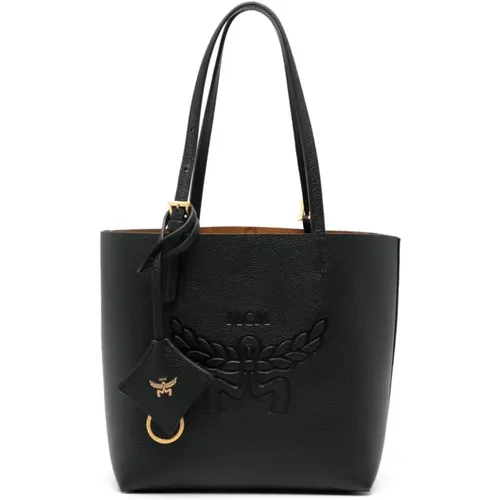 Leather Tote Bag with Logo , male, Sizes: ONE SIZE - MCM - Modalova