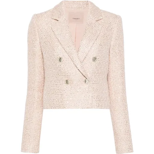 Rosa Eleganter Bouclé-Blazer - Twinset - Modalova