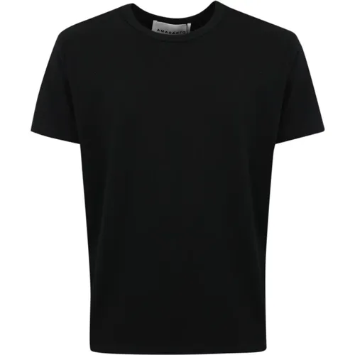 Schwarzes Baumwoll-T-Shirt Kurzarm , Herren, Größe: M - Amaránto - Modalova
