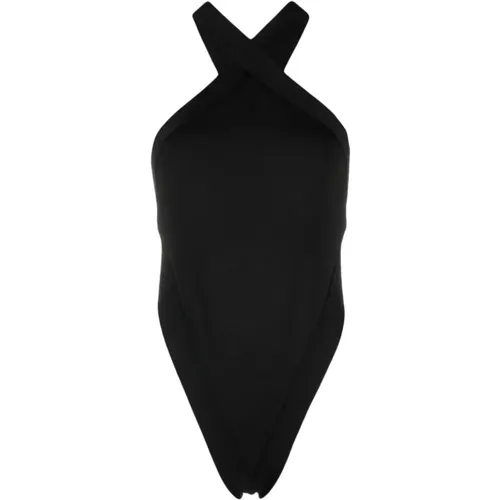 Geometric Cut-Out Halterneck Bodysuit , female, Sizes: M - Saint Laurent - Modalova