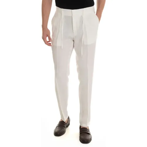 Lace Tie Linen Trousers , male, Sizes: XL, M, L, S, 2XL - Paoloni - Modalova