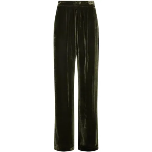 Silk Velvet Trousers with Central Pleats , female, Sizes: 2XS, XS, S - Momoni - Modalova