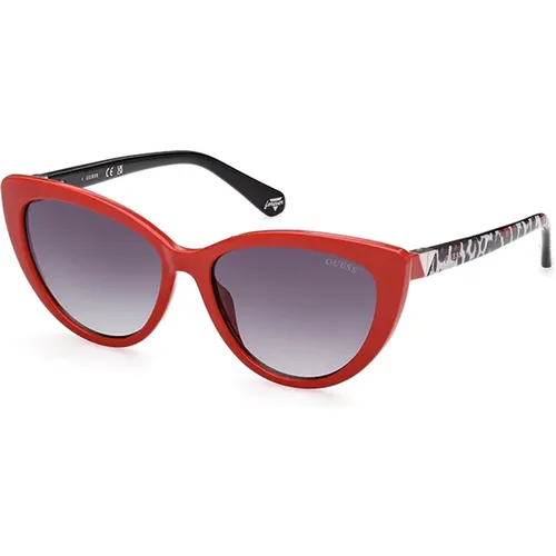 Rote Glanz Gradienten Sonnenbrille , unisex, Größe: 56 MM - Guess - Modalova