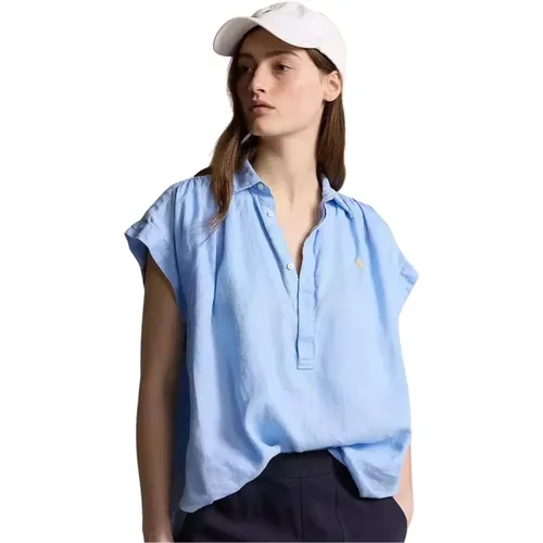 Blaues Leinenhemd , Damen, Größe: L - Ralph Lauren - Modalova