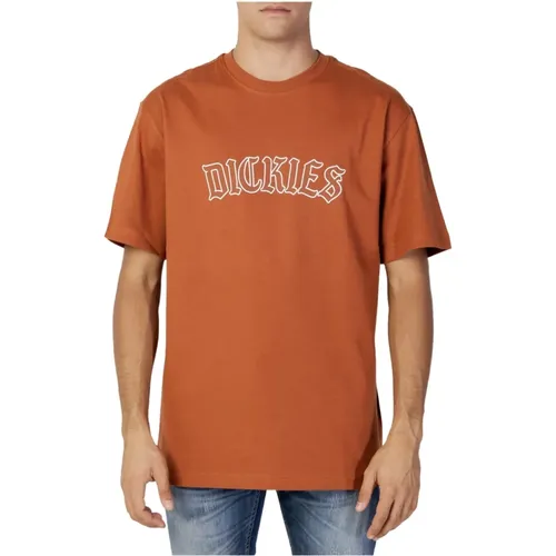 Braunes Kurzarm Rundhals T-Shirt , Herren, Größe: XS - Dickies - Modalova