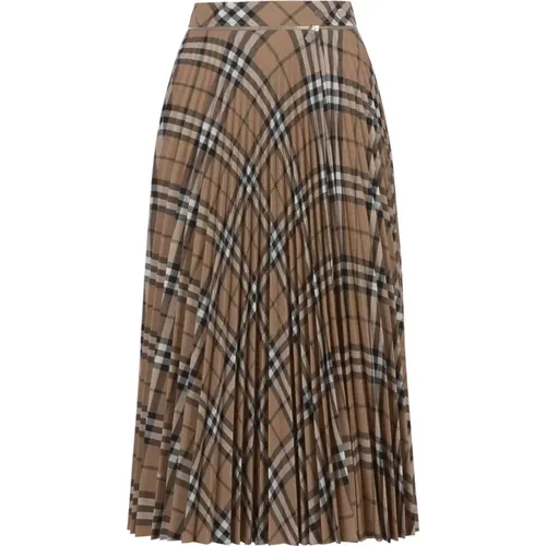 Check Pleated Wool Blend Skirt , female, Sizes: 3XS, 2XS - Burberry - Modalova