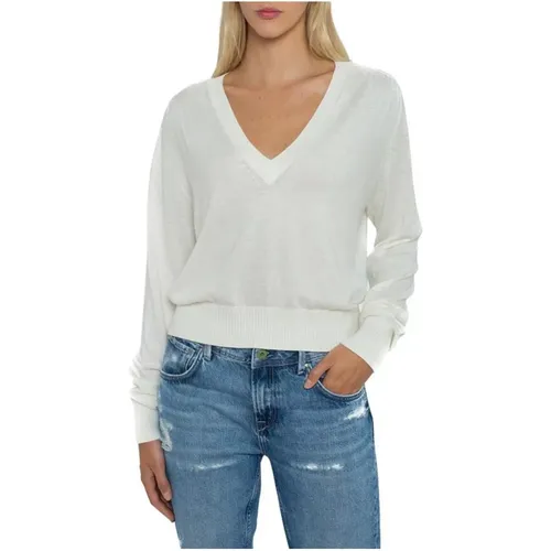 Damen V-Ausschnitt Pullover - Einfarbig , Damen, Größe: L - Pepe Jeans - Modalova
