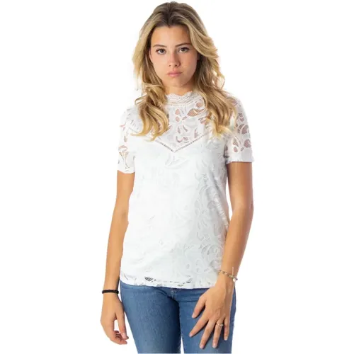 Vistasia Spitzen T-Shirt , Damen, Größe: L - Vila - Modalova