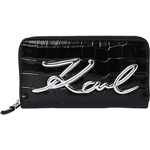 Signature Croc Wallet Women , female, Sizes: ONE SIZE - Karl Lagerfeld - Modalova