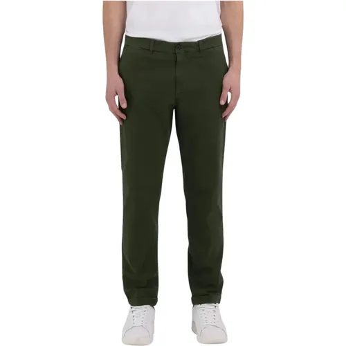 Chinos, male, , Size: W32 L30 Slim Fit Elastic Gabardine Chino Pants - Replay - Modalova