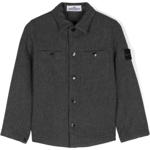 Melange Dark Grey Overshirt - Stone Island - Modalova