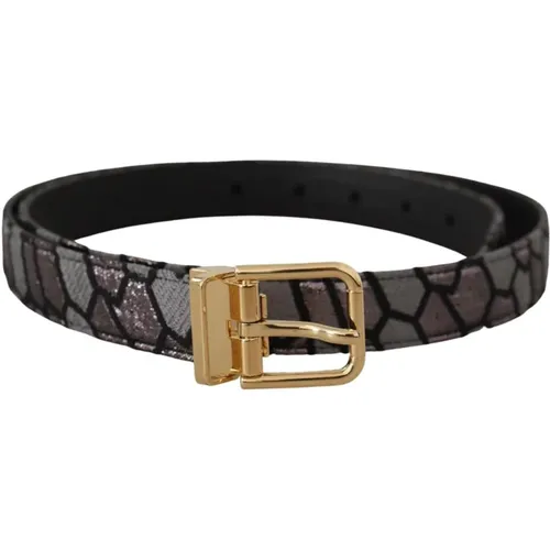 Belts, male, , Size: 90 CM Patchwork Leather Belt with Zig-Zag Seams - Dolce & Gabbana - Modalova