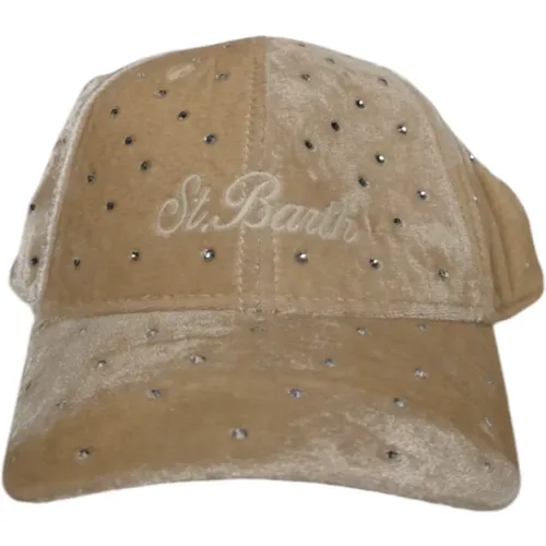 Caps, female, , Size: ONE SIZE Velvet Baseball Hat with Rhinestone Embroidery - MC2 Saint Barth - Modalova