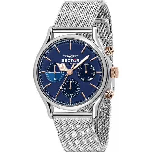 Chronograph Blue Dial Mesh Band Watch , male, Sizes: ONE SIZE - Sector No Limits - Modalova