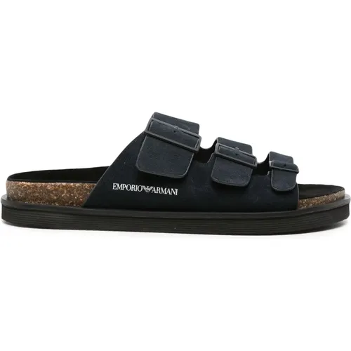 Flat Sandalen , Herren, Größe: 41 EU - Emporio Armani - Modalova