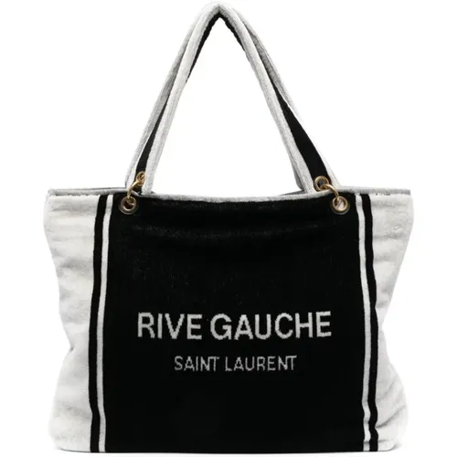 Logo Tote Bag Schwarz/Weiß - Saint Laurent - Modalova