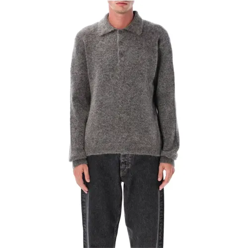Round-neck Knitwear, male, , Size: L Grey Melange Knitwear Polo Sweater Aw25 - Sunflower - Modalova