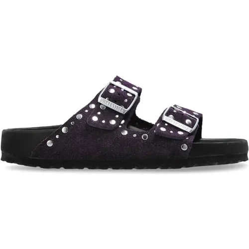 Sliders, female, , Size: 10 US Suede Slip-On Sandals - Birkenstock - Modalova