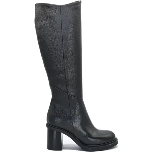 Schwarze Lederstiefel - Stil Giulia , Damen, Größe: 36 EU - Janet & Janet - Modalova