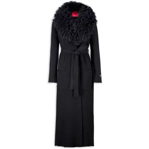 Wool Long Coat with Detachable Fur Collar , female, Sizes: XS, M - Aniye By - Modalova