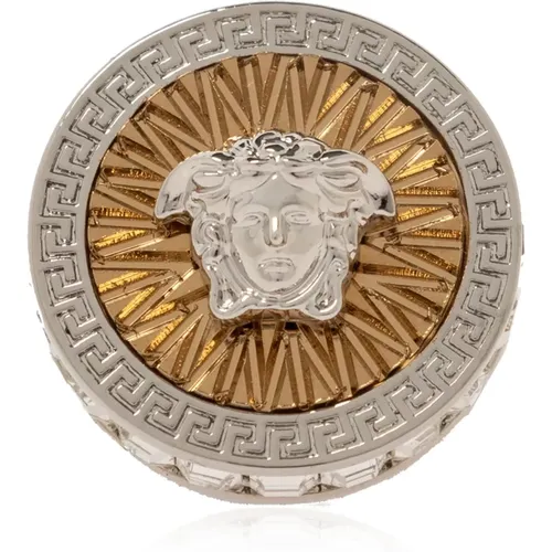 Rings, male, , Size: 54 MM Ring with logo - Versace - Modalova