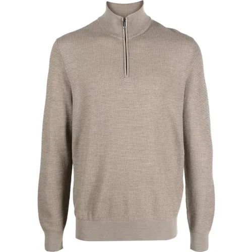 Mock neck sweater whit zip , male, Sizes: 3XL, 2XL, M - Brioni - Modalova