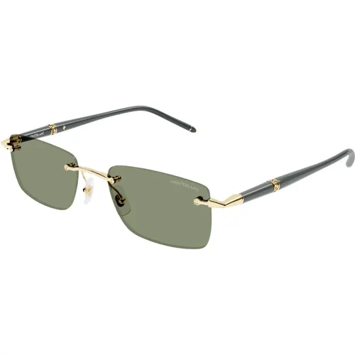 Sunglasses, male, , Size: 54 MM Gold Sunglasses with Original Accessories - Montblanc - Modalova