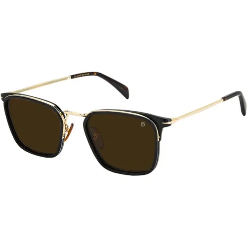 Gold Black/Dark Brown Sunglasses , male, Sizes: 56 MM - Eyewear by David Beckham - Modalova