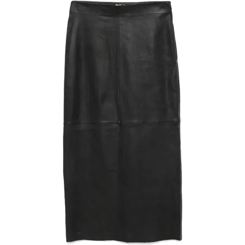 Leather Midi Skirt , female, Sizes: L, S - Alysi - Modalova