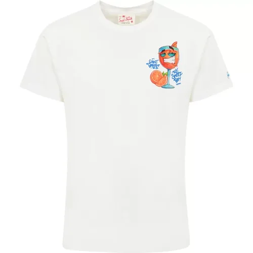 Spritz Heart Print Cotton T-shirt , male, Sizes: S - MC2 Saint Barth - Modalova