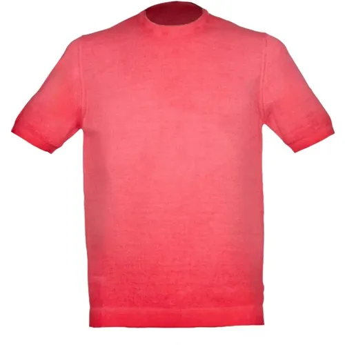 Rotes Reverse Cold Geripptes T-Shirt - Alpha Studio - Modalova