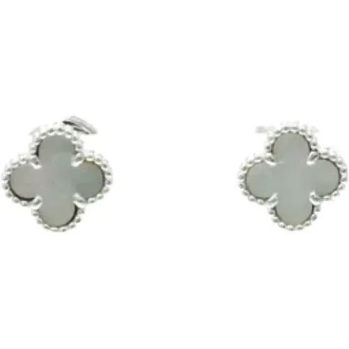 Pre-owned Jewellery, female, , Size: ONE SIZE Pre-owned White Gold earrings - Van Cleef & Arpels Pre-owned - Modalova