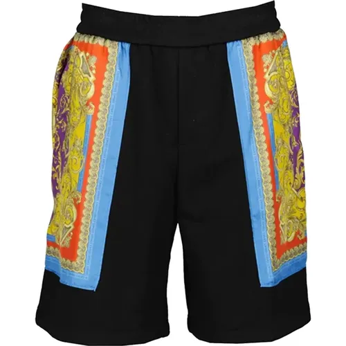 Barocco Goddess Night Print Shorts , male, Sizes: L, S, XL, M - Versace - Modalova