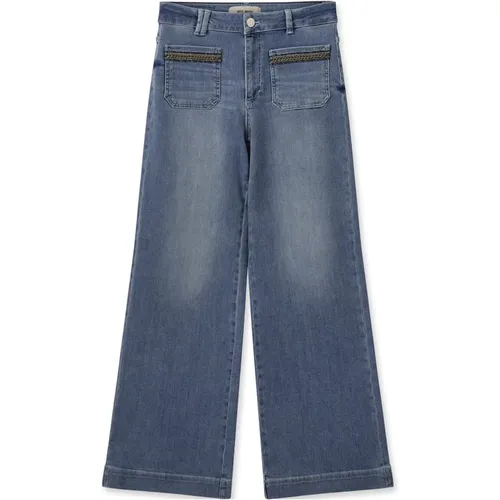 Blaue Jeans mit Weitem Bein und Bestickten Details , Damen, Größe: W29 - MOS MOSH - Modalova