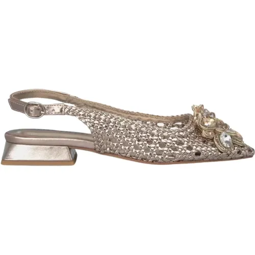 Rhinestone Raffia flache Schuhe , Damen, Größe: 36 EU - Alma en Pena - Modalova