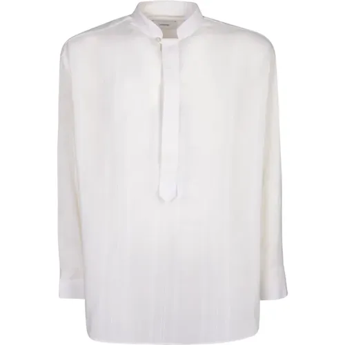 Weißes Tunika Stil Baumwollhemd , Herren, Größe: 2XL - Lardini - Modalova