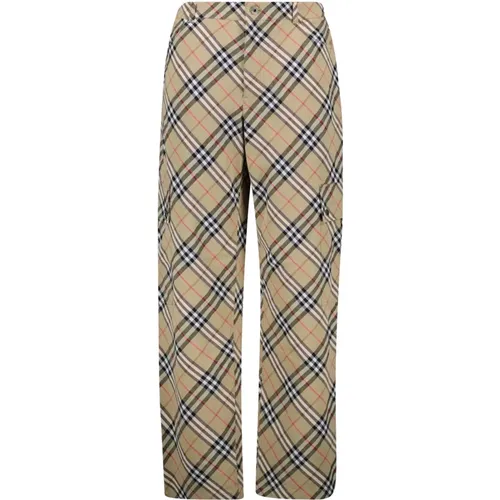 Straight Trousers, male, , Size: L Checkered Straight Pants Spring-Summer 2025 - Burberry - Modalova