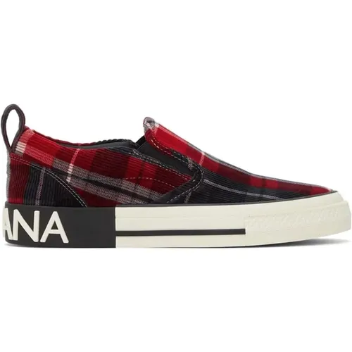 Tartan Slip-On Baumwoll Sneakers - Dolce & Gabbana - Modalova