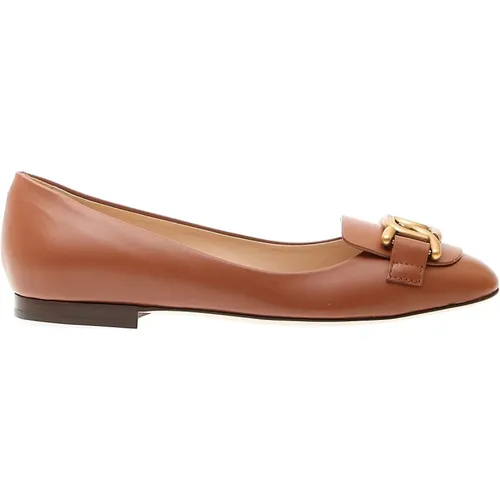 Leather Ballerina with Gold Buckle , female, Sizes: 4 1/2 UK, 3 UK, 5 UK, 6 UK, 3 1/2 UK, 4 UK, 5 1/2 UK, 7 UK - TOD'S - Modalova