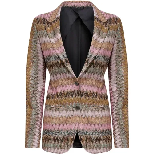 Blazers, female, , Size: S Multicolour Chevron Knit Jacket - Missoni - Modalova