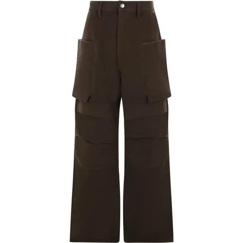 Wide Trousers, male, , Size: W30 Cargo trousers in dark cotton - Rick Owens - Modalova