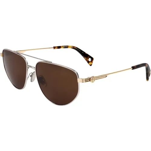 Sunglasses, unisex, , Size: 58 MM Gold Metal Unisex Sunglasses - Lanvin - Modalova